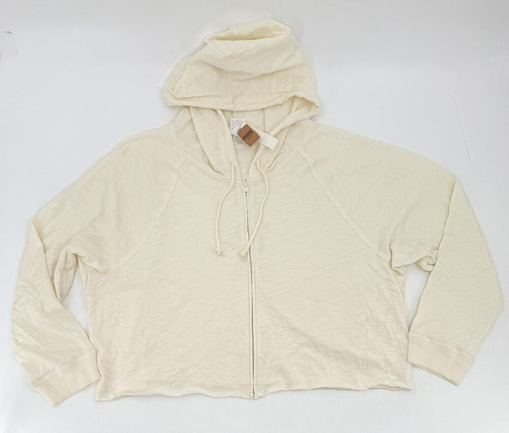 New PINK Victoria's Secret Hoodie Womens 2XL Full Zip Cropped Sweatshirt